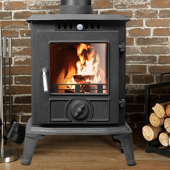 NRG Defra 5KW Eco Design Stove MultiFuel Cast Iron Fireplace Portable Indoor Space Heater